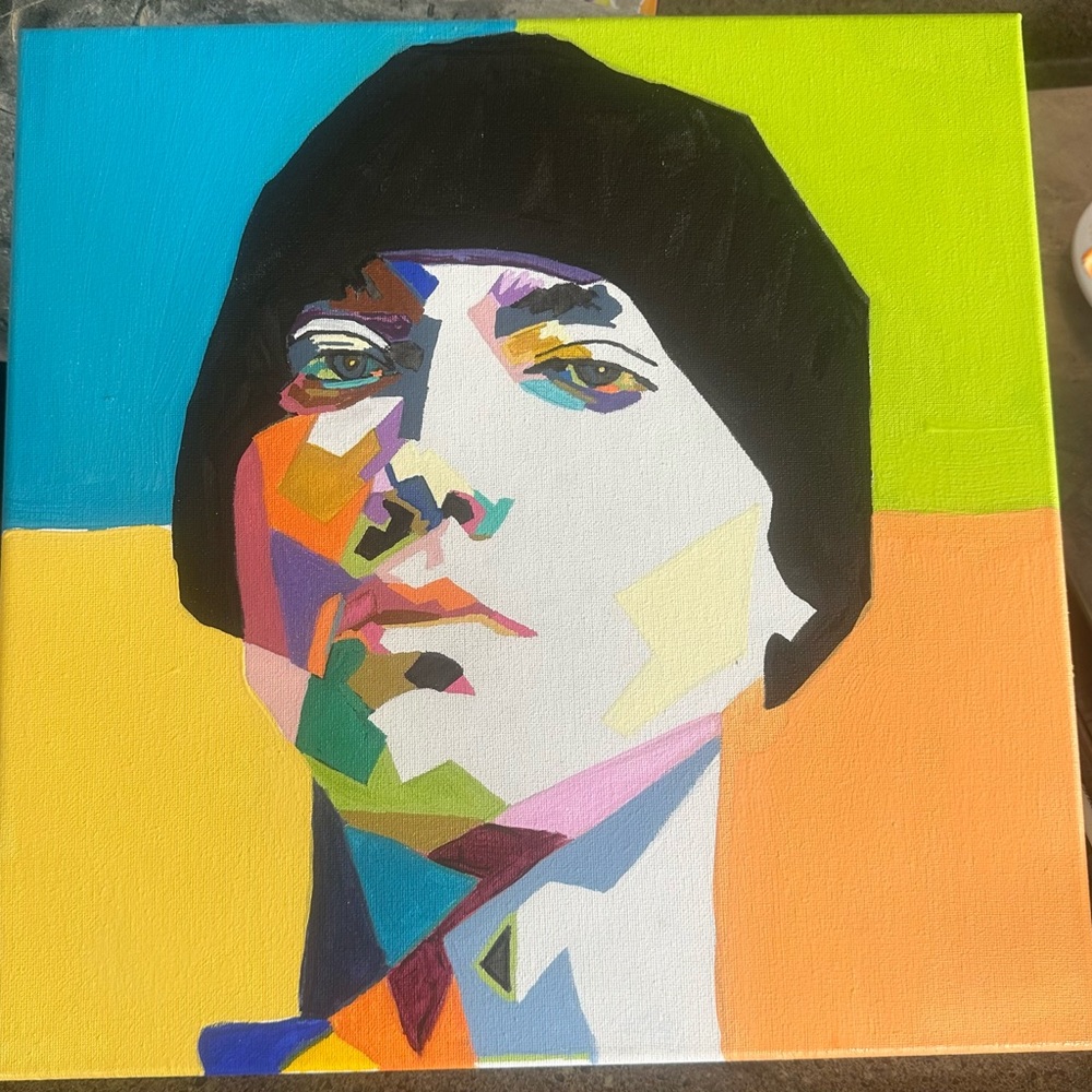 Hand painted by me, portrait canvas of Eminem.